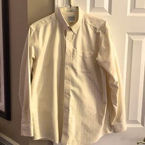 L.L. Bean Men's Light Yellow Striped Button Down Shirt